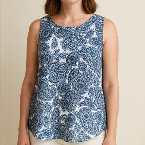 Blue Paisley Sleeveless Flowy Tank Top